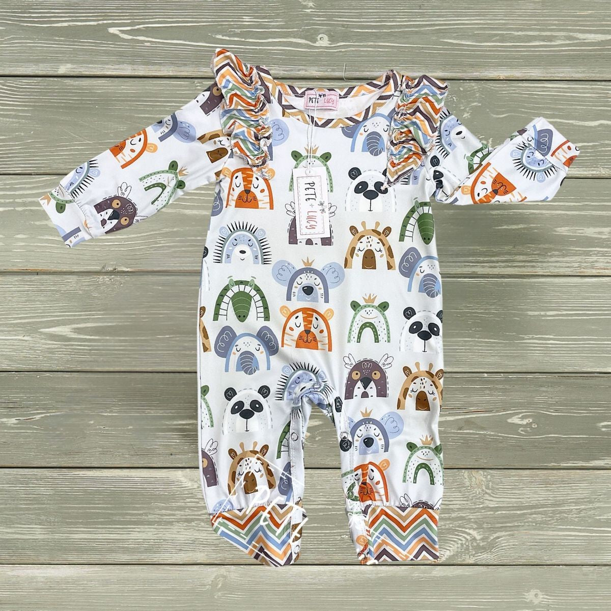 Pete + Lucy Happy Zoo girls romper